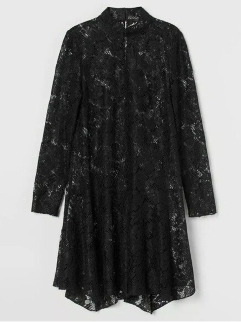 H&M Black Lace Long-Sleeve A-Line Dress